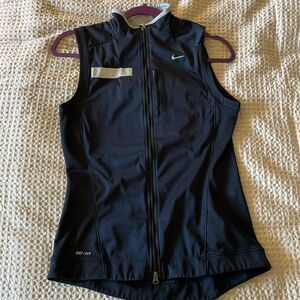 NIKE WOMEN’S DRI-FIT RUNNING VEST REFLECTIVE ZIP UP JACKET TANK BLACK small